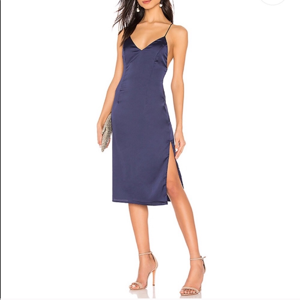 REVOLVE Frida Side Slit Dress in Navy Superdown